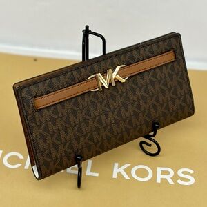 Michael Kors Reed Large Snap Leather Wallet Brown